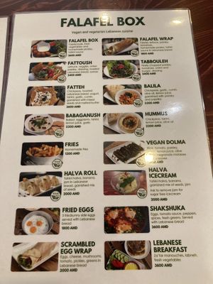 Food menu (nov 25)  at Falafel Box in Yerevan