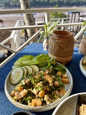 Vegan laap   at The Belle Rive Terrace in Luang Prabang