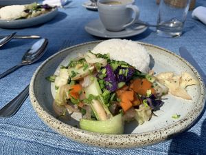 Veggies and rice dish  at The Belle Rive Terrace in Luang Prabang