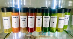 Fresh pressed juices at Shimis Yoga in Dubai