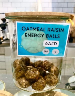 Oatmeal raisin balls at Shimis Yoga in Dubai