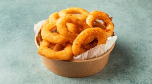 onion rings at Vegan Shawarma in Jerusalem