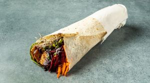 vegan tofu tempeh tortilla at Vegan Shawarma in Jerusalem