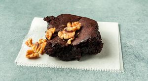 vegan brownie at Vegan Shawarma in Jerusalem