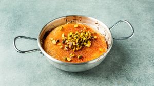 vegan knafeh at Vegan Shawarma in Jerusalem