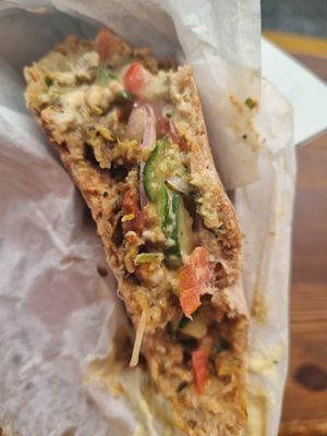 Wholewheat pita shawarma at Vegan Shawarma in Jerusalem