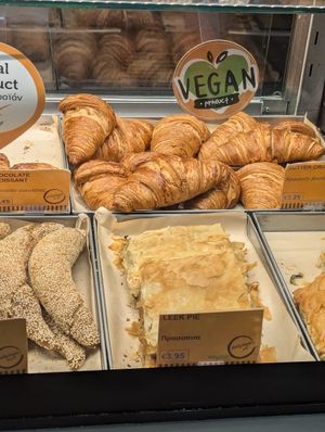 Vegan leek pie at LCA - Upper Crust in Larnaca