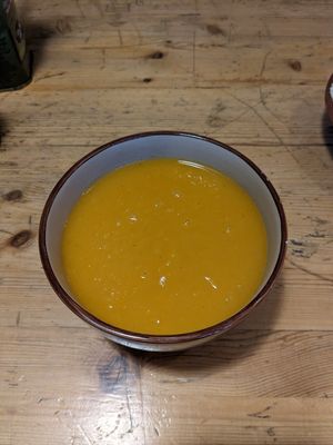 Sweet Potato Soup at Hamarakia in Jerusalem