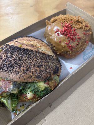 Chicken parmesan sandwich and biscoff donutt  at WLG - Belen Vegan Bakery - Domestic in Wellington