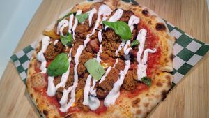 Falafel Blast Pizza at VeganZza in Vancouver