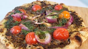 Olive Tapenade Pizza at VeganZza in Vancouver