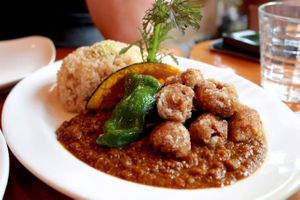 deep fried soy with curry at Pole Pole in Tokyo