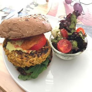 spicy chickpea burger at The Grassy Hopper in Gzira