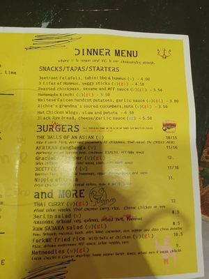 Menu. Not completely vegetarian as they now have a chicken dish at The Grassy Hopper in Gzira