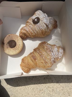 Nutella croissant, plain croissant, Nutella pastella  at Pastelería Málaga Vegana in Malaga
