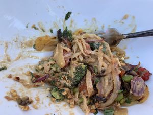 Thai noodle bowl to die for!!! at Mike's Cafe and Wine Bar in San Juan Island