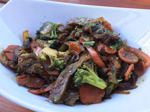 Szechwan sizzle  at Mike's Cafe and Wine Bar in San Juan Island