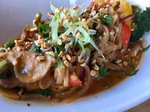Thai noodle bowl at Mike's Cafe and Wine Bar in San Juan Island