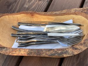Lovely cutlery and bowls   at Mike's Cafe and Wine Bar in San Juan Island