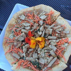 Thai chickpea chickin' pizza at Mike's Cafe and Wine Bar in San Juan Island