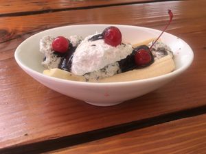 Banana Split at Mike's Cafe and Wine Bar in San Juan Island