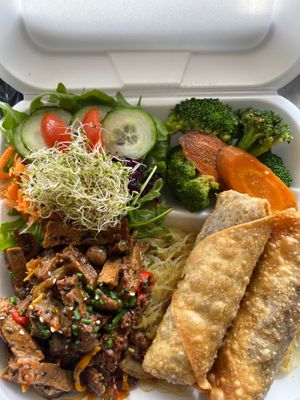 Rice Noodle Stir Fry, Teriyaki Roast, Egg Rolls  at Common Sense - Sejah Farms in St Croix