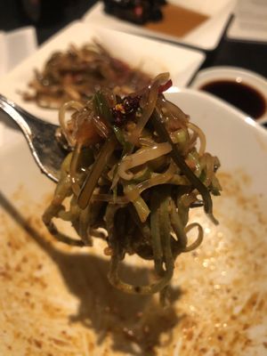 Dan Dan noodle fusion 招牌小菜 seaweed and beancurd salad   at Din Tai Fung in New York City