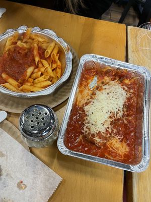 Plant based chicken parm  at iPizzaNY - Times Square in New York City
