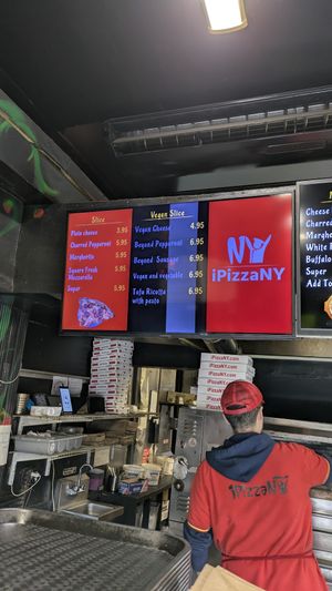 Vegan menu at iPizzaNY - Times Square in New York City