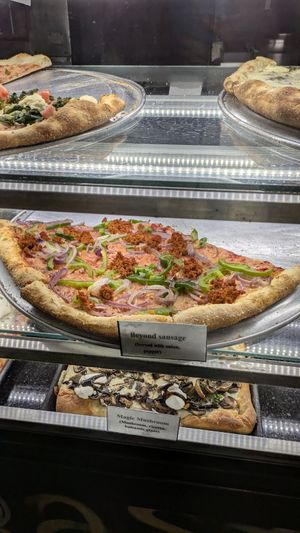 Vegan sausage pizza at iPizzaNY - Times Square in New York City