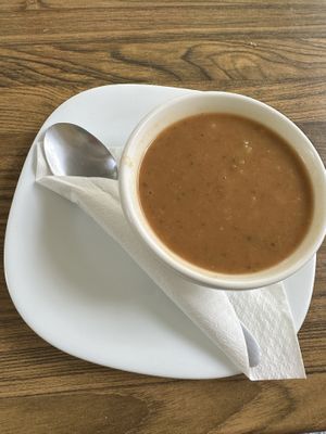 Vegetable soup  at Loving Hut in Maribor