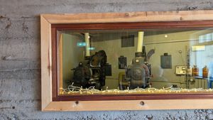 Carbon arc movie projector at Gisli Eirikur Helgi Kaffihûs Bakkabrædra in Dalvik