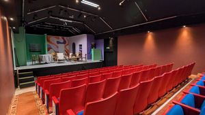 Old movie theater at Gisli Eirikur Helgi Kaffihûs Bakkabrædra in Dalvik