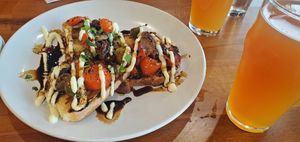 Tomato Bread is delicious!! at Burn 'Em Brewing in Michigan City