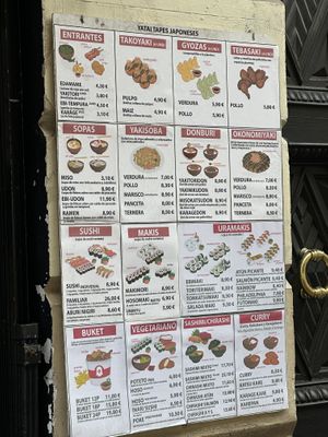 Menu  at Yatai in Sitges