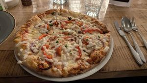 Vegan pizza at Ósinn Restaurant at Hotel Höfn in Hofn I Hornafirdi