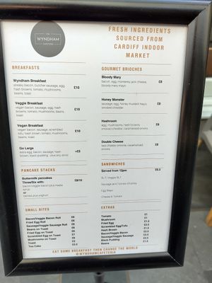 The menu on the 10th October 2024 at Wyndham Cafeteria in Cardiff