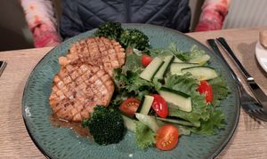 Celery root steak with vegetables (a bit overpriced for what you get) at Restaurant BAKKI in Laugarbakki