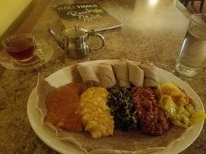 Vegetarian Sampler at Alem Ethiopian Village in Milwaukee