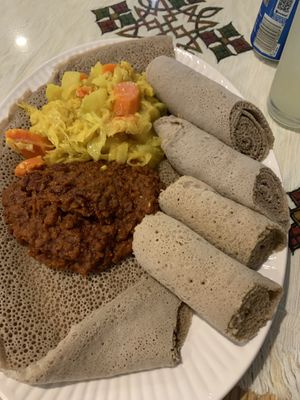 Cabbage and lentil entrees   at Alem Ethiopian Village in Milwaukee