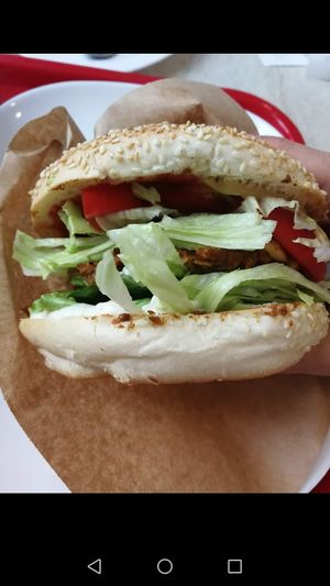 Vegan cheeseburger at 108 in Ljubljana