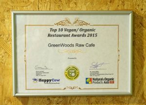 2015 HK Vegan Organic Top Restaurant at GreenWoods Raw Cafe in Kowloon