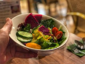 salad at GreenWoods Raw Cafe in Kowloon