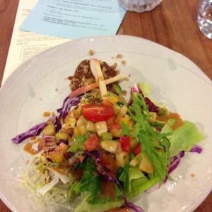 Green Peach Salad at GreenWoods Raw Cafe in Kowloon