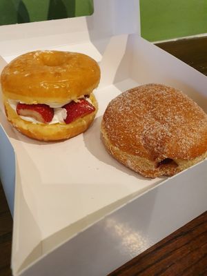 Strawberry lab and Jelly Sound  at Donut Friend - Highland Park in Los Angeles