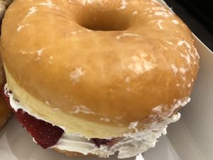 The Strawberry Lab was like if Strawberry shortcake was a doughnut and it was all so right!   at Donut Friend - Highland Park in Los Angeles