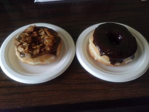 Bacon 182 (with coconut bacon) and Custard Front Drive at Donut Friend - Highland Park in Los Angeles