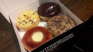 Creme brule, passion fruit, coffee and jelly filled at Donut Friend - Highland Park in Los Angeles