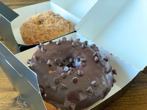 FUDGEGAZI & GIVE UP THE TOAST... Yum! at Donut Friend - Highland Park in Los Angeles