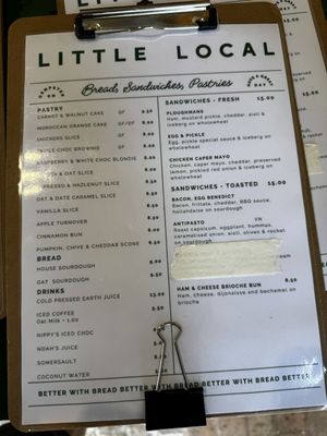 Menu  at Little Local in Esperance